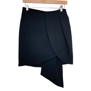 Federica Tosi Draped Asymmetric Mini Black Skirt EUR 42 US Medium Made In Italy